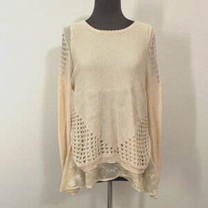 Anthropologie Sunday In Brooklyn Top Women Medium Cream Layered Crochet